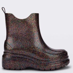 Melissa size 7 sparkle glitter rain boots worn once